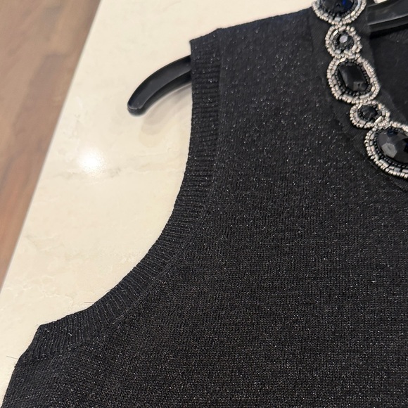 Jones New York Black Top with Embellished Neckline - Picture 7 of 12